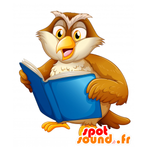 Mascot Eule braun und beige, mit schönen Federn - MASFR029762 - 2D / 3D Maskottchen