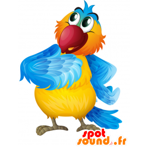 Mascotte de joli perroquet bleu, jaune et rouge - MASFR029763 - Mascottes 2D/3D