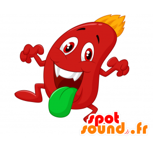 Pupazzo mascotte rosso con una grande lingua verde - MASFR029764 - Mascotte 2D / 3D
