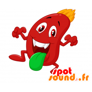 Pupazzo mascotte rosso con una grande lingua verde - MASFR029764 - Mascotte 2D / 3D
