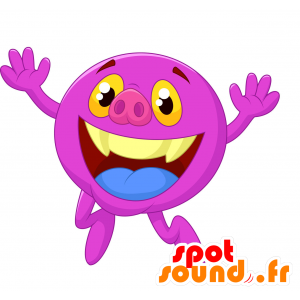 Ronda de la mascota del muñeco de nieve púrpura y jovial - MASFR029767 - Mascotte 2D / 3D