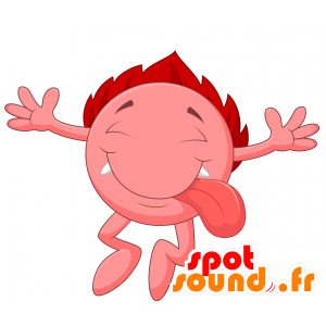 Vaaleanpunainen maskotti mies, pyöreä ja hauskaa - MASFR029768 - Mascottes 2D/3D