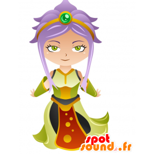 Mooie prinses paars-haired mascotte - MASFR029774 - 2D / 3D Mascottes