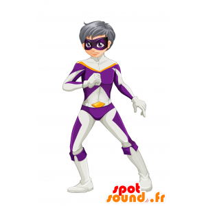 Superhelt maskot hvit kjole og lilla - MASFR029777 - 2D / 3D Mascots