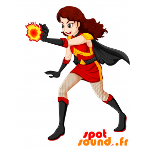 Donna mascotte supereroe con calze a rete - MASFR029781 - Mascotte 2D / 3D