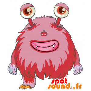 Mascot rode monster, harige en onderhoudend - MASFR029784 - 2D / 3D Mascottes
