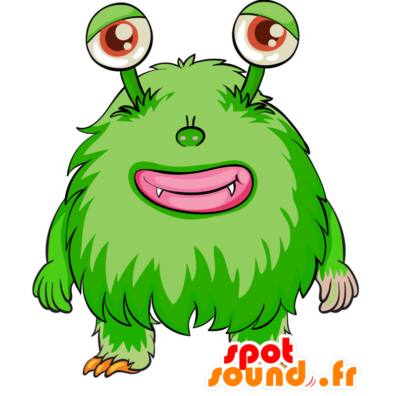 Green monster mascot, furry and soft. green Alien - MASFR029786 - 2D / 3D mascots