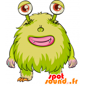 Geel alien mascotte, behaard. Yellow Monster Mascot - MASFR029787 - 2D / 3D Mascottes