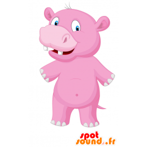 Mascotte de gros hippopotame rose, dodu et mignon - MASFR029794 - Mascottes 2D/3D