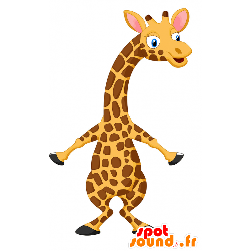 La mascota jirafa amarillo y marrón, muy realista - MASFR029796 - Mascotte 2D / 3D