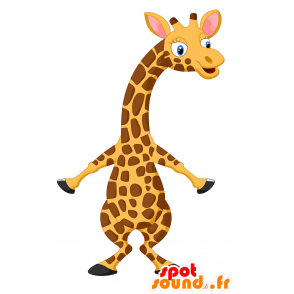 Maskottgul och brun giraff, mycket realistisk - Spotsound maskot