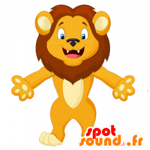 Gul løve maskot med en stor brun manke - MASFR029797 - 2D / 3D Mascots