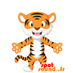 Orange Tiger-Maskottchen, weiß und schwarz. Baby-Tiger - MASFR029800 - 2D / 3D Maskottchen