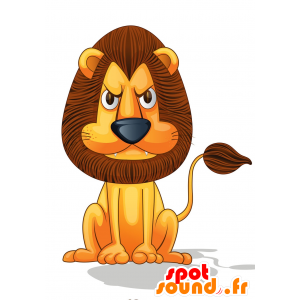 La mascota del león amarillo y marrón, de aspecto feroz - MASFR029802 - Mascotte 2D / 3D