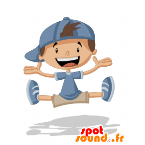 Mascotte de garçon jovial avec une tenue bleue - MASFR029804 - Mascottes 2D/3D