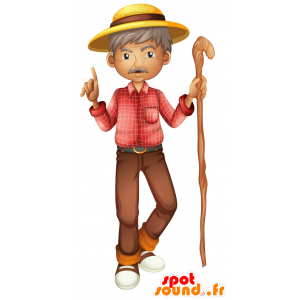 Mascot hombre con bigote de edad. la mascota del caminante - MASFR029808 - Mascotte 2D / 3D