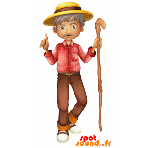 Mascotte oude besnorde man. Mascot walker - MASFR029808 - 2D / 3D Mascottes