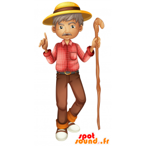 Mascotte de vieil homme moustachu. Mascotte de promeneur - MASFR029808 - Mascottes 2D/3D