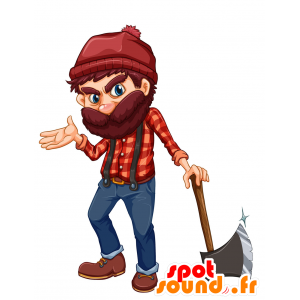 Lumberjack mascotte barbuto, il male dall'aspetto - MASFR029809 - Mascotte 2D / 3D