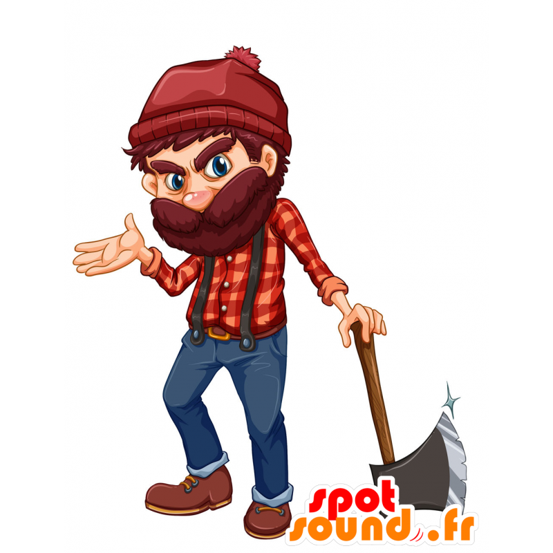 Bearded lumberjack maskot, ser grim ud - Spotsound maskot