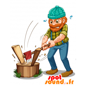 Maskot rød lumberjack, med en cap - MASFR029811 - 2D / 3D Mascots