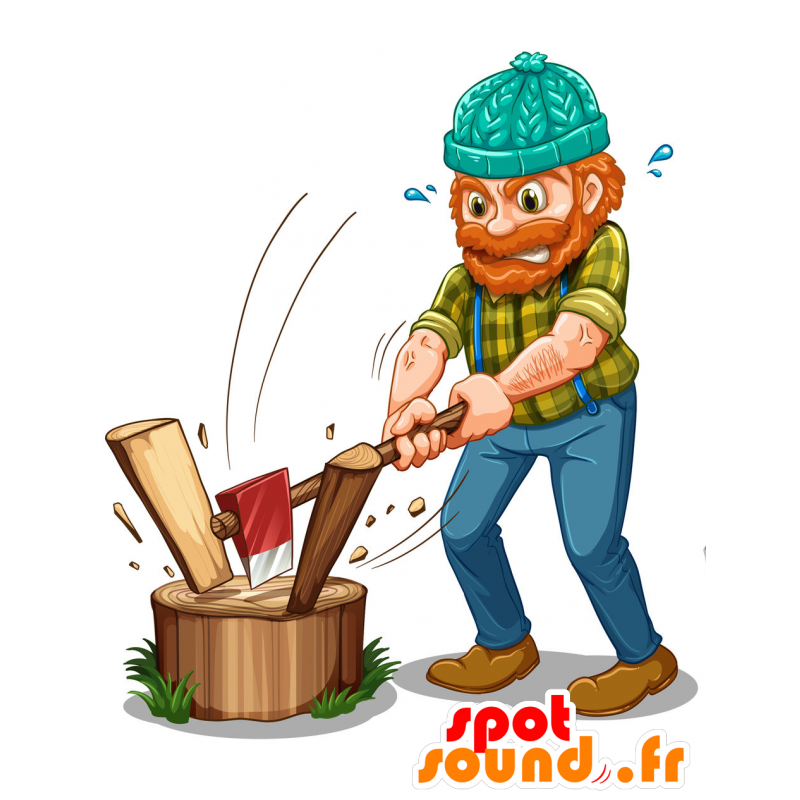 Mascot red lumberjack, with a cap - MASFR029811 - 2D / 3D mascots