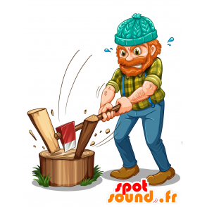 Maskot rød lumberjack, med en cap - MASFR029811 - 2D / 3D Mascots