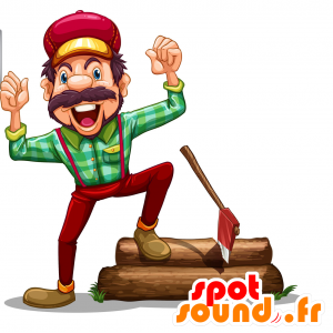 Mascotte de fermier avec une casquette et une tenue colorée - MASFR029813 - Mascottes 2D/3D