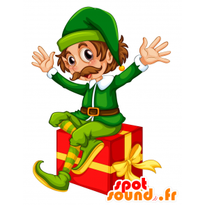 Natal leprechaun mascote bigode verde e amarelo - MASFR029815 - 2D / 3D mascotes