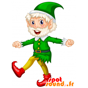 Mascotte bebaarde kabouter gekleed in groen en geel - MASFR029819 - 2D / 3D Mascottes