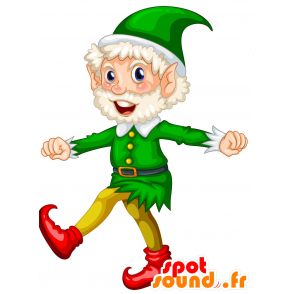 Mascotte de lutin barbu, habillé en verte et jaune - MASFR029819 - Mascottes 2D/3D