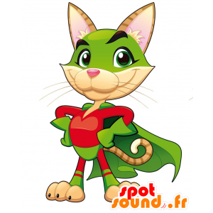 Mascotte de chat marron en tenue de super-héros - MASFR029823 - Mascottes 2D/3D