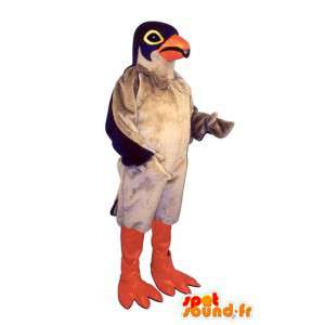 Μασκότ μπεζ πουλί, μπλε και πορτοκαλί - MASFR007508 - μασκότ πουλιών