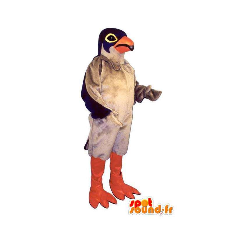 Uccello mascotte beige, blu e arancio - MASFR007508 - Mascotte degli uccelli