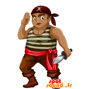 Mascotte de pirate, avec un bandana et une tenue colorée - MASFR029829 - Mascottes 2D/3D