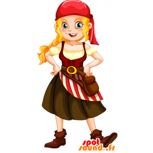 Mascot Pirate kvinne. Blond Pirate Mascot - MASFR029831 - 2D / 3D Mascots