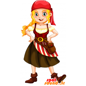 Donna pirata della mascotte. Biondo Pirate mascotte - Mascotte 2D / 3D - MASFR029831 - SpotSound.fr