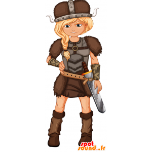 Mascot Viking kvinne, kledd i en tradisjonell drakt - MASFR029832 - 2D / 3D Mascots