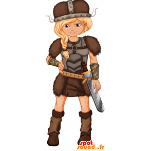 Mascotte de femme viking, habillée d'une tenue traditionnelle - MASFR029832 - Mascottes 2D/3D