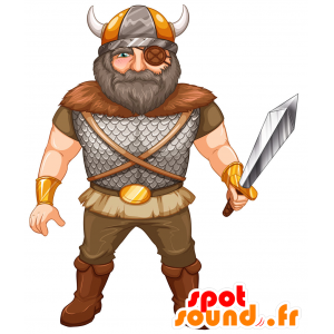 Krieger-Maskottchen, Viking bärtig, sehr beeindruckend - MASFR029833 - 2D / 3D Maskottchen