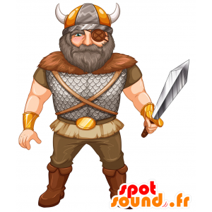Mascotte de guerrier, de Viking barbu, très impressionnant - MASFR029833 - Mascottes 2D/3D