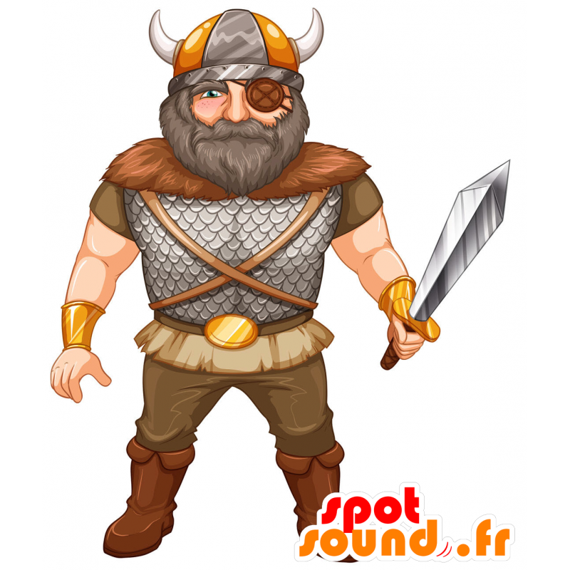 Mascotte de guerrier, de Viking barbu, très impressionnant - MASFR029833 - Mascottes 2D/3D