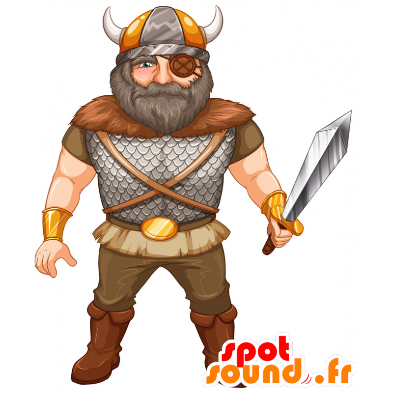 Guerreiro da mascote, Viking barbudo, muito impressionante - MASFR029833 - 2D / 3D mascotes
