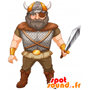Πολεμιστής μασκότ, Viking γενειοφόρος, πολύ εντυπωσιακό - 2D / 3D μασκότ - MASFR029833 - SpotSound.fr