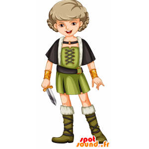 Mascotte de guerrière, de femme viking en robe - MASFR029834 - Mascottes 2D/3D