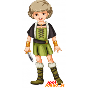 Maskottchenkostüm Wikinger-Kriegerin in Robe - 2D / 3D-Maskottchen - MASFR029834 - SpotSound.fr