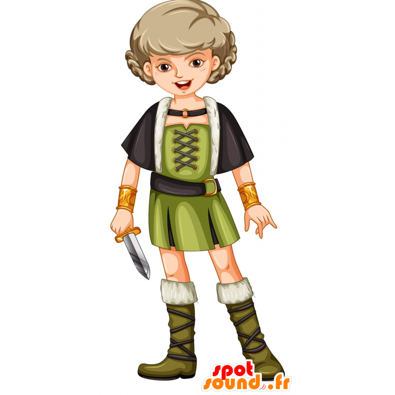 Maskottchenkostüm Wikinger-Kriegerin in Robe - 2D / 3D-Maskottchen - MASFR029834 - SpotSound.fr