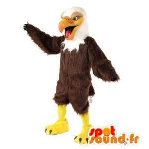 Mascotte de vautour marron et blanc tout poilu - MASFR007510 - Mascotte d'oiseaux