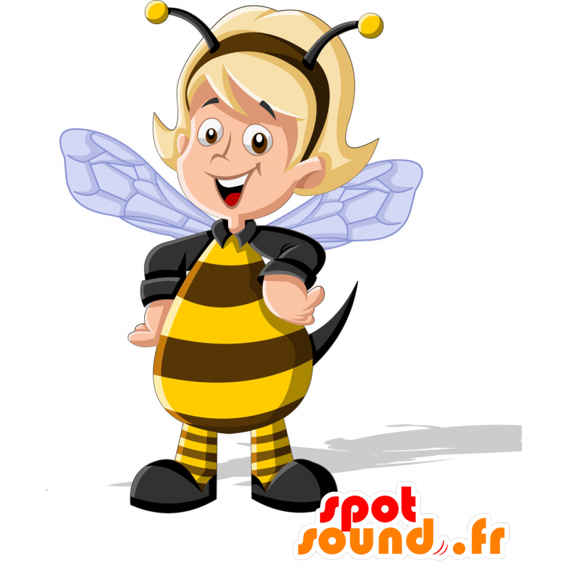 Mascotte d'abeille. Mascotte d'enfant déguisé en abeille - MASFR029837 - Mascottes 2D/3D