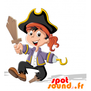 La mascota del vestido como niño pirata. pirata de la mascota - MASFR029838 - Mascotte 2D / 3D